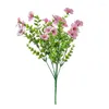 Dekoratif Çiçekler 1 PC Sundurma Dışında Sahte Bitkiler Süs Menekşe Bez Yapay 7 Çatal Diy UV Dayanıklı Açık Dekor
