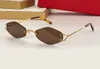 Lunettes de soleil diamant sans monture lentille or/marron hommes lunettes de soleil d'été gafas de sol Sonnenbrille UV400 lunettes avec boîte