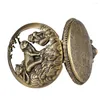 Pocket Watches Bronze Chinese Zodiac Monkey Watch Retro Pendant Necklace Fob Chain Half Antique Clock Unisex Gifts