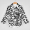 Damenblusen Schwarz Weiß Zebra Lässige Bluse Langarm Animal Print Kawaii Frau Basic Übergroßes Hemd Design Kleidung Geburtstagsgeschenk