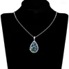 Pendentif Colliers CAOSHI Élégant Lady Anniversaire Cadeau Collier Lumineux Vert Et Bleu Cristal Accessoires Pour Femmes Chic Gracieux Bijoux