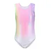 Kroppsmekanikkläder 5-14Y Gymnastikdansuitklänning för flickor ärmlös ljusfärg Ballet Dance Leotards Costumes Ballet Suits ML 230825