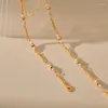 Kedjor mode pläterad med 18k guldkvinnor kort halsband Enkel små pärlmetallpärlor hänge dagslitage smycken tillbehör
