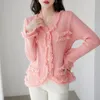 Cardigan lavorato a maglia con scollo a V stile coreano di lusso lavorato a maglia da donna 2023 abbigliamento autunnale elegante maglione capispalla
