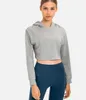 Vêtements de sport Sweat à capuche pour femme Veste en coton Court Nombril-Ouverture Vêtements de yoga Course en plein air Fitness Chemise Entraînement Sport Hauts à manches longues Sweat-shirt