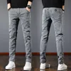 Men's Jeans Denim Summer Thin Fit Small Feet High Elastic Fashion Brand Cool Long Pants 230825