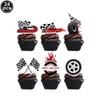 Racing Car Party Supplies for Boys Happy Birthday Banner Checked Race Car Plates and Napkins Racetrack Cups Wheel Cake Toppers HKD230825 HKD230825
