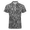 Polo con stampa tribale Camicia casual a righe zebrate T-shirt personalizzate con cerniera per uomo streetwear quotidiano HKD230825