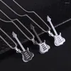 Pendentif Colliers Hommes Femmes Punk 316L Guitare En Acier Inoxydable Hip Hop Rock Slide Chaînes De Musique Collier Pas De Fade Bijoux