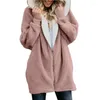 Pelliccia da donna Abiti invernali Donna 2023 Cappotti di moda Agnello Cashmere Maglione lungo con cappuccio Plus Cappotto di velluto Giubbotti in finta peluche