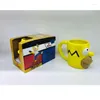 Tazas Taza de café de dibujos animados japoneses Té de leche divertido Cerámica Niños Oficina Drinkware 300-400ml Kawaii