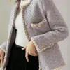 Women' Blends Autumn Winter Women's Coat Casual Style Coarse Tweed Jacket Korean Fashion Elegant Long Sleeve Women's Coats In Promotion 230824