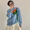 Sweats à capuche pour femmes Crochet à main 3D Tulip Sweat-shirt Dames Streetwear 2023 Surdimensionné Crewneck Femmes Solide Manches longues Slouch Pull Tops