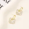 Plated 925 Silver Luxury Brand Designers Letters Stud Geometric Famous Women Round Crystal Rhinestone Earring Wedding perty Jewerlry Circular Diamond ER0044-1