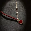 Naszyjniki wiszące czerwone serce Naszyjnik Lady Esthet Asymetryczne Korea Fashion Fashion Gold Stated Stated Ald Choker for Women Jewelry Akcesoria