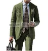 Men's Suits Blazers Linen Men Smart Causal Regular Fit 2 Pieces Male Elegant Blazer Sets Coat Clothing Split Pants Latest Design For 230824