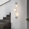 Vägglampa minimalistiska nordiska lampor 3 ringar salong sovrum butik offcie sconces svart grå metall inomhus art deco droppe