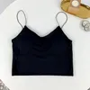 Yoga Outfit Summer Bra Ice Silk Crop Tops Sports Spaghetti Strap Vest Top Women Sexy Built In Off Shoulder Sleeveless Camisole Underwear