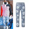 Flower Full Print Mens Jeans Pants Oversized Streetwear Straight Casual Men and Women Denim Trousers1953