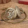 Pocket Watches Bronze Chinese Zodiac Monkey Watch Retro Pendant Necklace Fob Chain Half Antique Clock Unisex Gifts