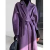 Womens Wool Blends sale Jacket Autumn And Winter DoubleSided Cashmere Coat Belt Windbreaker Female Long Woolen Casual Outerwear 230824