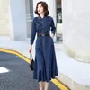 Casual Kleider Mode Frauen Kleid 2023 Herbst Koreanische Lange Denim Temperament Taille Dünne Elastische Elegante Jeans Weibliche Vestidos