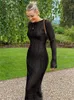 Grundlegende Freizeitkleider WJFZQM Langarm, figurbetont, gestreift, für Damen, Club-Party, elegantes Outfit, Herbst, geraffte Rüschen, sexy Y2K-Kleidung 230825