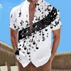 Men's T Shirts Casual Men Mens 3D Digital Printing Pocket Buckle Lapel Short Sleeve Shirt Long Workout