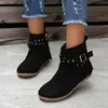 Fashion Autumn Women Round Spring S Casual Toe Side Shoe Zipper Buckle Strap Decoration Ankle Vintage Leather Ladies Boots T C pring ide hoe trap
