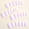 Faux Ongles 24pcs Carré Français Simple Couleur Unie Faux Nials Couverture Complète Presse Sur DIY Détachable Ongles Conseils