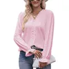 Women's T Shirts Women Fashion T-Shirt Sutumn Winter Long Sleeve Lace Female Casual Solid Color V-Neck Ladies Tops