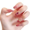 Faux ongles 24 pièces presse sur couronne pré-conçue pierre précieuse faux pour un usage quotidien style élégant facile à vivre