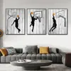 Abstract Basketball Player Canvas Painting Sports Dunk Poster Print Wall Art Pictures for Living Room Kids Bedroom Decor Gift For Friend No Frame Wo6