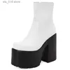 Chunky Punk Platform White For Black Style Ankle Women Autumn Winter Booties Shoes Ladies High Heels Short Boots T230824 972