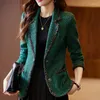 Ternos femininos chique jaqueta feminina 2023 verde branco preto feminino negócios casual manga longa casaco fino elegante escritório senhora trabalho formal blazer