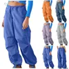 Calças femininas mulheres adolescentes streetwear carga sexy baixo cordão joggers casual reta baggy sweatpants com bolsos pantaloons