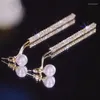 Orecchini pendenti in oro argento colore strass farfalla per le donne zircone lungo nappa orecchino a goccia sposa gioielli regalo festa di nozze