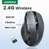 Newugreen mouse ergonômico sem fio 4000 dpi silencioso 6 botões para macbook tablet portátil mudo ratos silencioso 2.4g mouse hkd230825