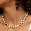 Chaînes Bohemian Coloré Colliers De Perles Ensemble Pour Femmes Filles Vintage Perle Clavicule Ras Du Cou Collier Court D'été À La Mode Bijoux Cadeaux