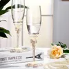 Copos de vinho 2 Pçs/set Cristal Champanhe Vidro Esmalte Taça Amantes Copos de Casamento DrinkingGlasses Para Decoração de Festa Caixa de Presente