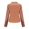 2023 Autumn Winter Women's Pu Leather Jackets Stand Collar Zip Spliced Woman's Faux Fur Short Slim Coats NXHP002