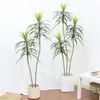 Flores decorativas 120-150cm Grandes plantas artificiais Dracaena em vaso falso plástico tropical palmeira bonsai para casa jardim interior casamento