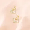 Plated 925 Silver Luxury Brand Designers Letters Stud Geometric Famous Women Round Crystal Rhinestone Earring Wedding perty Jewerlry Circular Diamond ER0044-1