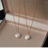 Correntes Real 925 Streling Silver Chain Nekclace Natural Freshwater Coin Pearl Colar para Mulheres Moda Barroca Presente