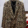 Mäns kostymer Autumn Leopard Print Suit Collar Loose Shirts Långärmad tunn axelplatta Personlighet Kreativitet Blazer 21Z1325