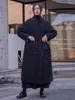 Kvinnors dike rockar Cakucool koreansk version Dark Chinese Vintage Nightgown Style dubbelbröst förtjockad varm medium längd bomullsrock