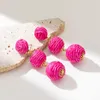 Boucles d'oreilles bohèmes faites à la main, boule de fil, mode rose violet, Vintage, bijoux de plage suspendus pour femmes, 2023