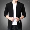 Jaquetas masculinas de alta qualidade outono inverno marca moda malha cardigans camisola estilo coreano fino ajuste masculino casacos casuais jaqueta roupas