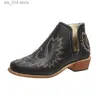 Casual Western Autumn Cowboy Large Winter 2022 Schoenen Maatpak Lage hak en enkel dameslaarzen T230824 822