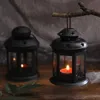 NEW European Candlestick Iron Star Pendant Lantern Candle Holder Vintage French Moroccan Home Christmas Bedroom Party Decoration HKD230825